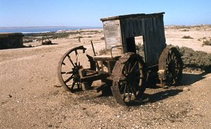 An old desolated wagon standing at Elizabeth Bay