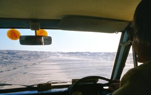 The road to Charlottental in 1979, a ghost town in the Sperrgebiet of Namibia