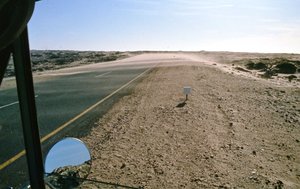 The road to Charlottental in 1979, a ghost town in the Sperrgebiet of Namibia