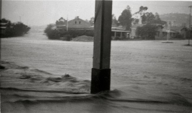 Floods in Windhoek, Kaiser Street, in front of Hotel Alter Römer. March 1934