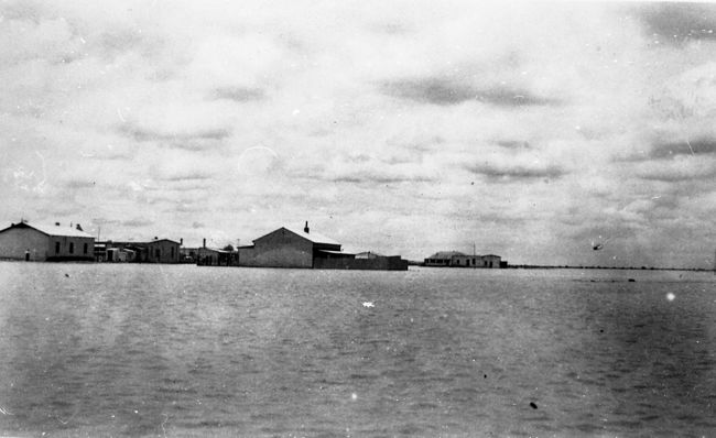 Floods in Mariental, west end taken from river. Jan. 1934 