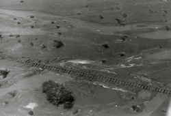 Floods in Heide-Tsumis. Railway line washed away. January 1934