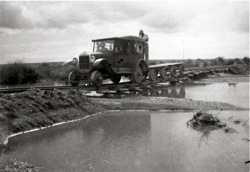 Floods in Heide-Tsumis. Motor car on railway line. March 1934 